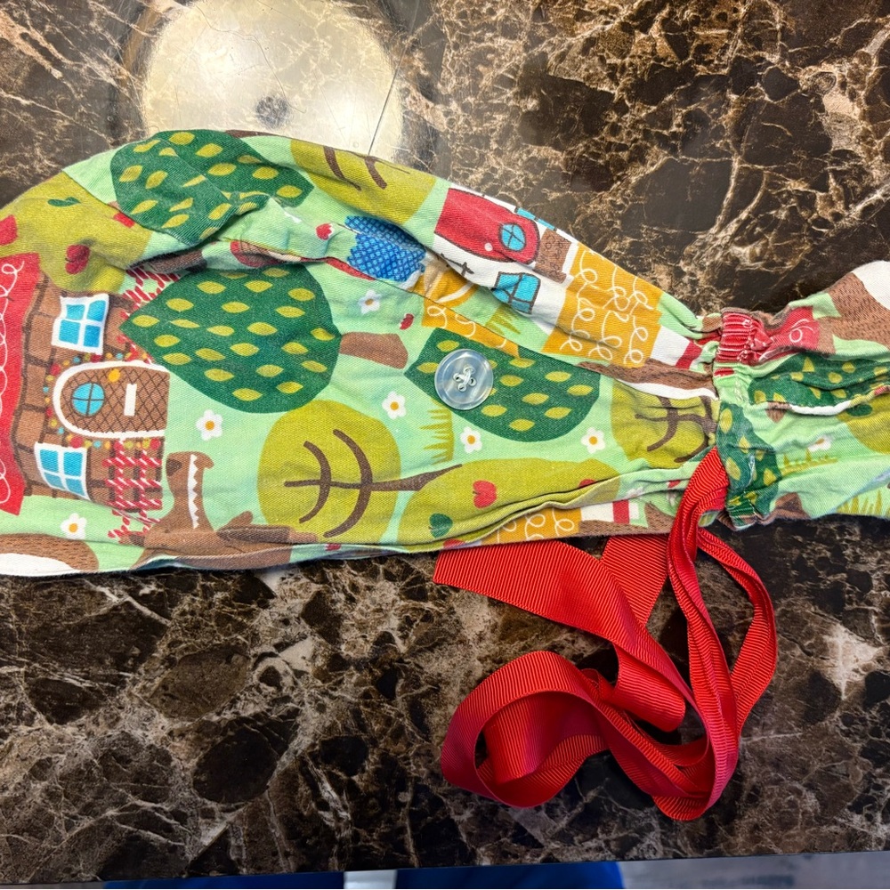 Colorful scrub cap with Red Ties